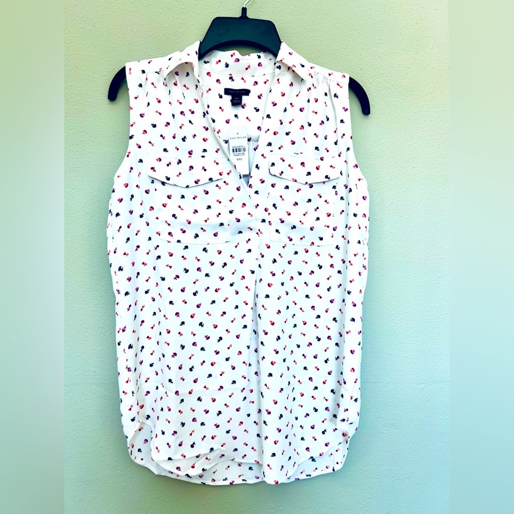 Ann Taylor white sleeveless top.